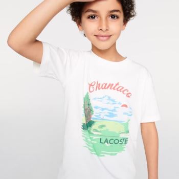 Lacoste Crewneck Chantaco-Print Cotton T-shirt - Tričko Dětské Bílé | CZ-39JEuu